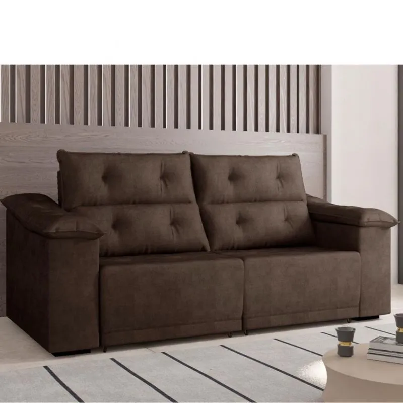 Sofá 3 Lugares 230cm Retrátil Reclinável Suede Parati Flash