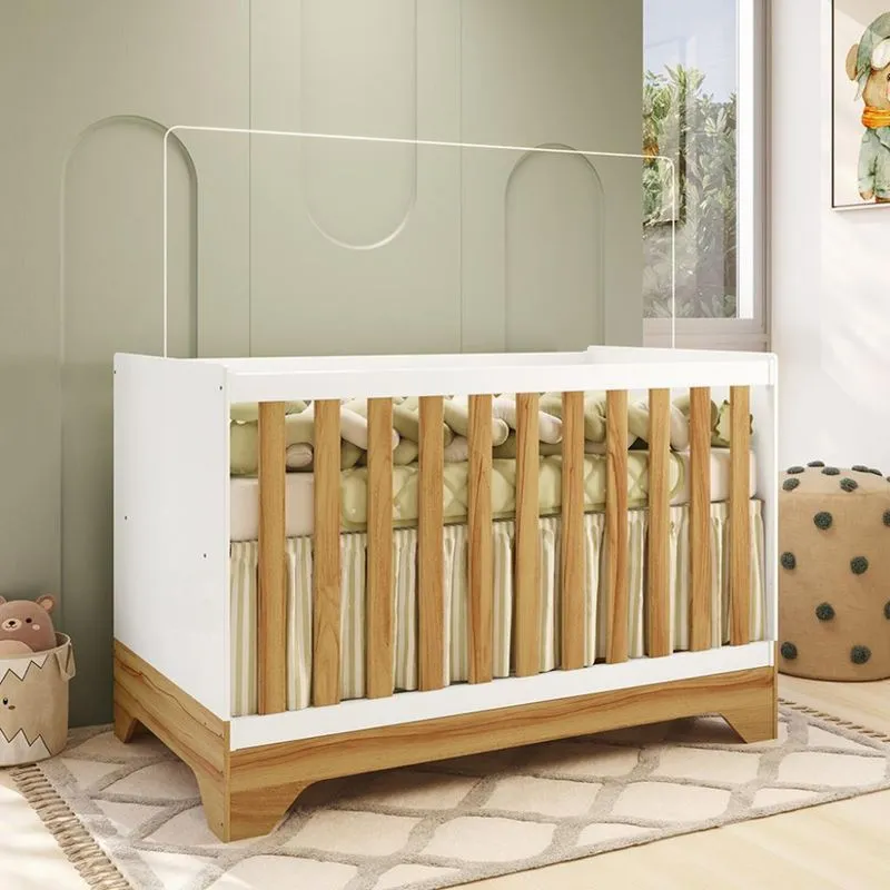 Berço Mini Cama 3 em 1 MDF Popy Retrô Móveis Peroba com Colchão Gazin