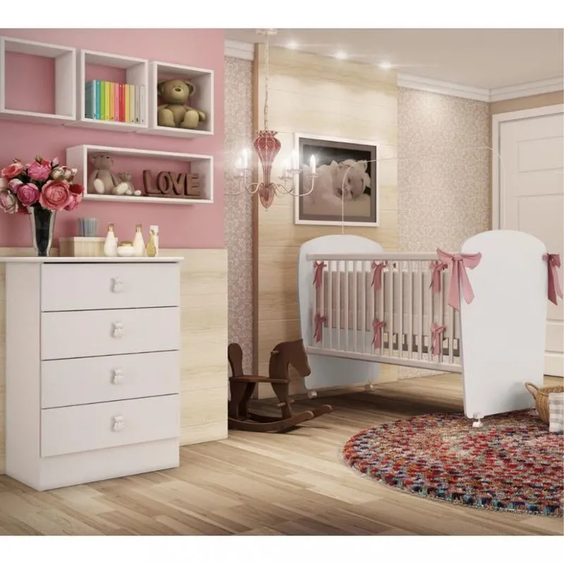 Quarto de Bebê Completo Cômoda e Berço Corujinha Percasa