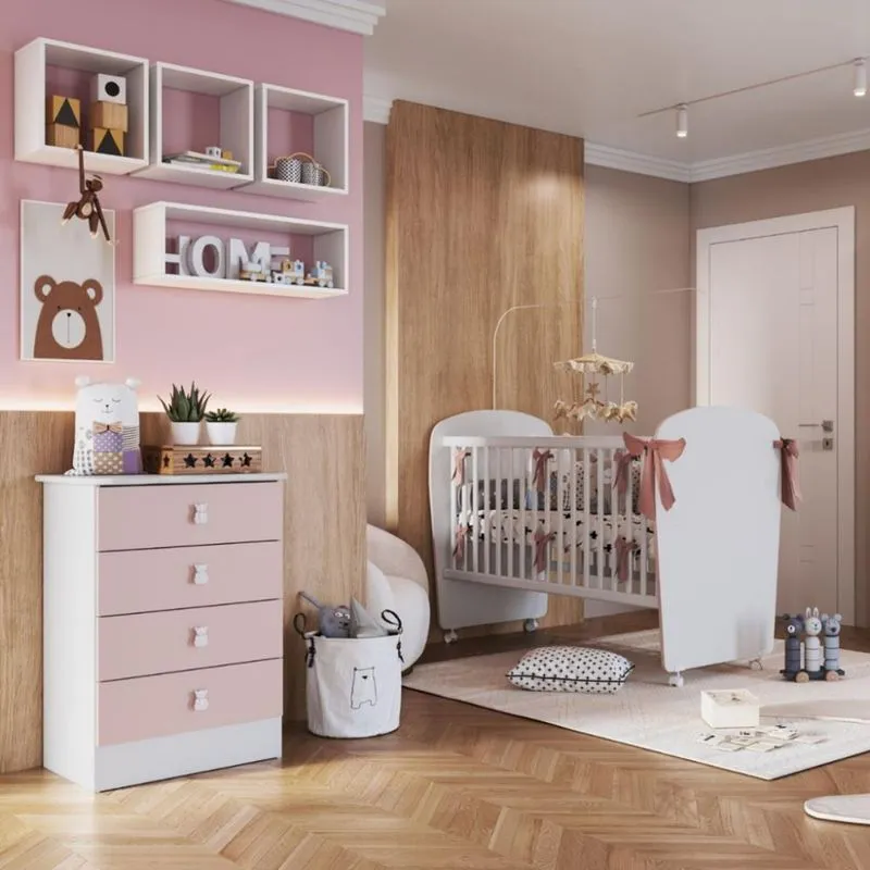 Quarto de Bebê Completo Cômoda e Berço Corujinha Percasa