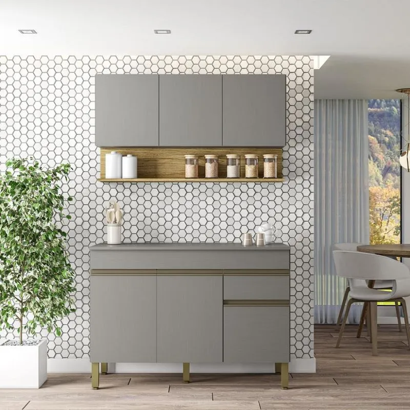 Cozinha Modulada 2 Peças 120cm com Tampo Line Kits Paraná