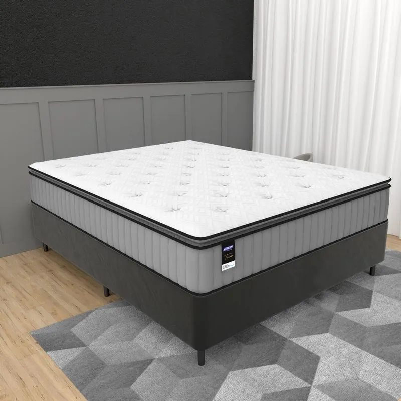 Cama Box Casal 138cm Colchão Molas Ensacadas Gazin Tower HF25 e Base 2CEN