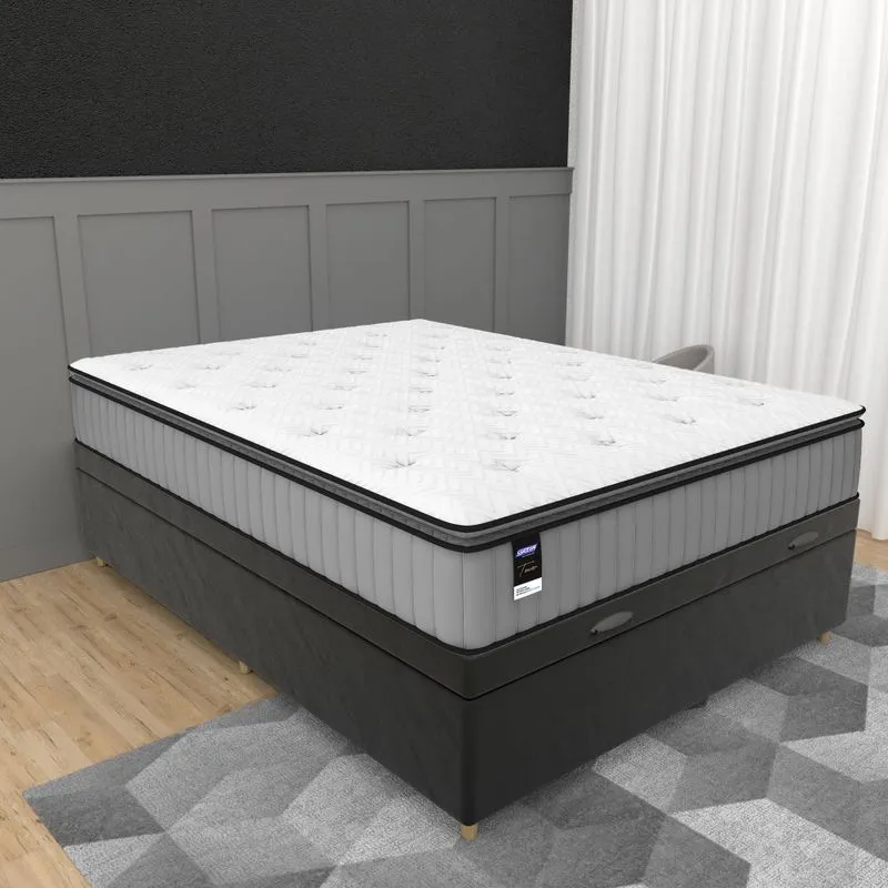 Cama Box Baú Casal 138cm Molas Ensacadas Tower JSW Hf V25 Gazin