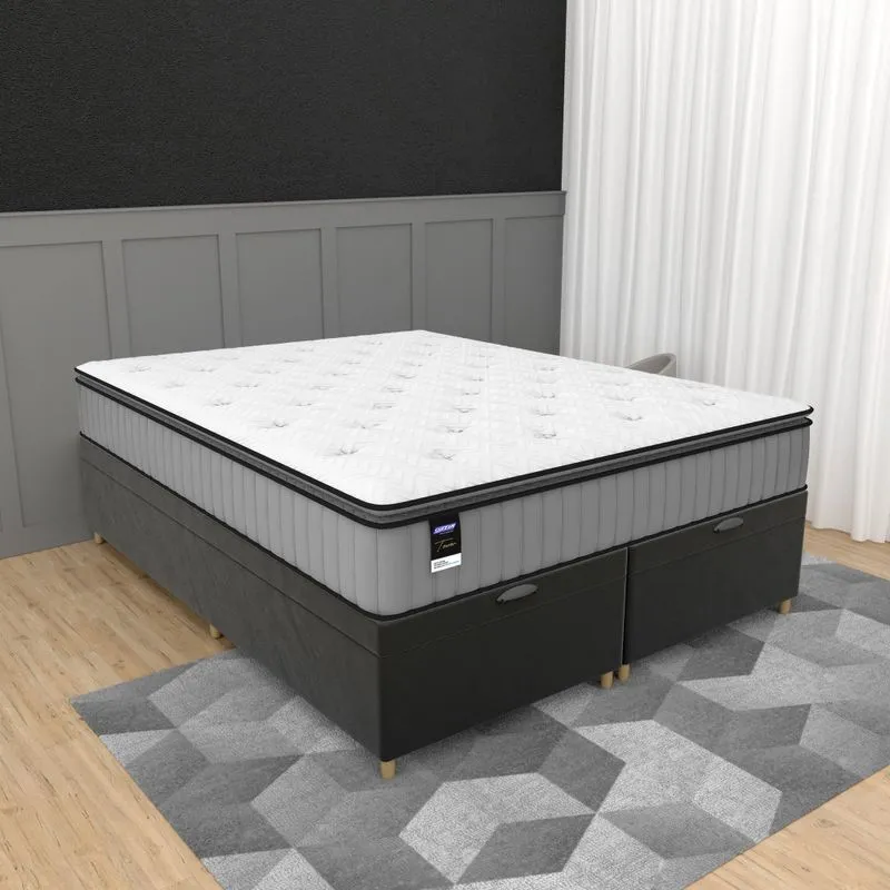 Cama Box Baú King Size 193cm Molas Ensacadas Tower JSW Hf V25 Gazin