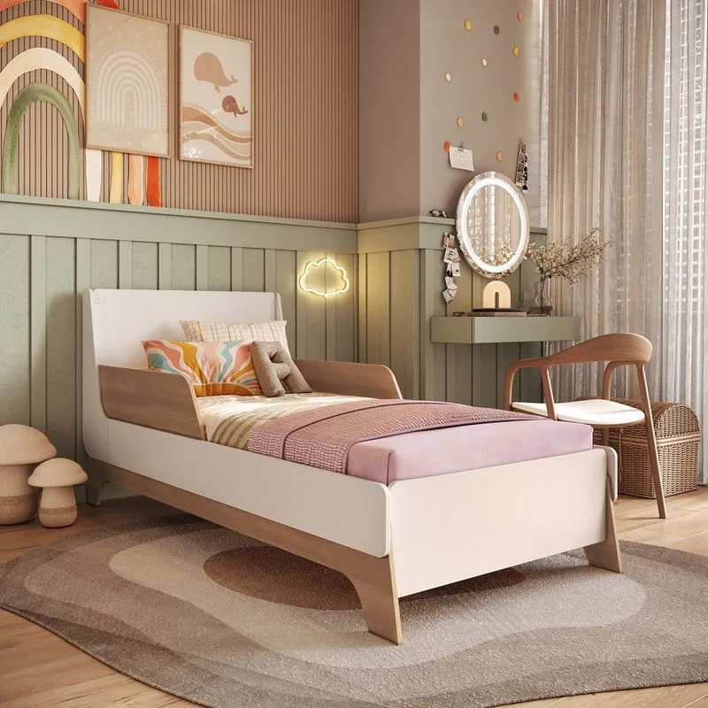 Cama Infantil Lady Mobikasa MDF Verde e Branco Segura
