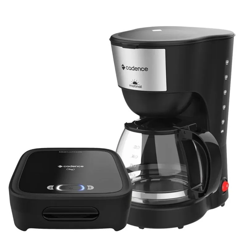 Kit Cafeteira Elétrica e Sanduicheira Cadence CAF620 SAN400 127V Preto Inox