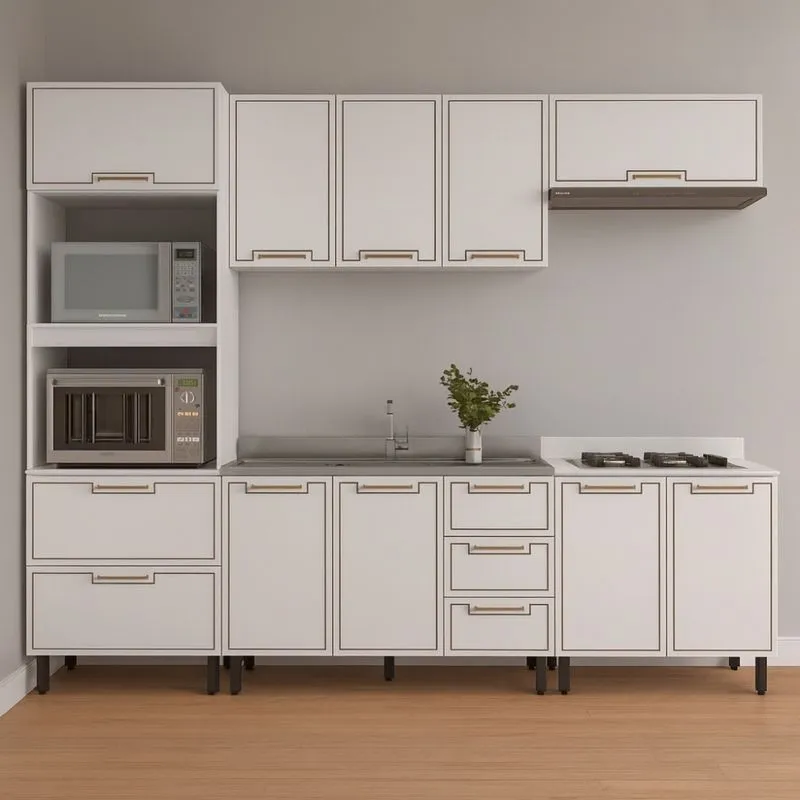 Cozinha Modulada 5 Peças sem Pia Amara Politorno Móveis