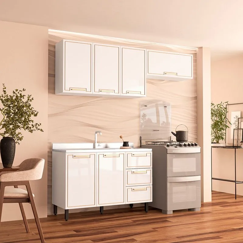 Cozinha Modulada 3 Peças sem Pia Amara Politorno Móveis