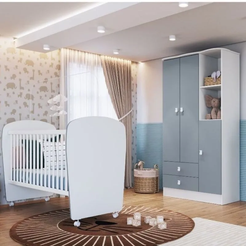 Quarto de Bebê Berço e Guarda Roupa 3 Portas Tedy Percasa