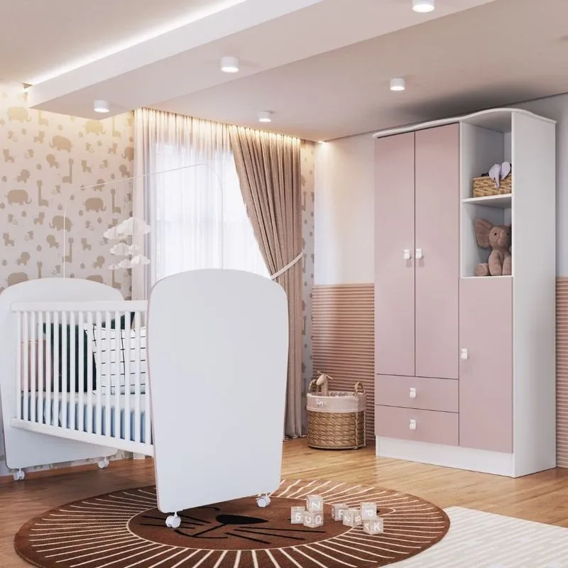 Quarto de Bebê Berço e Guarda Roupa 3 Portas Tedy Percasa