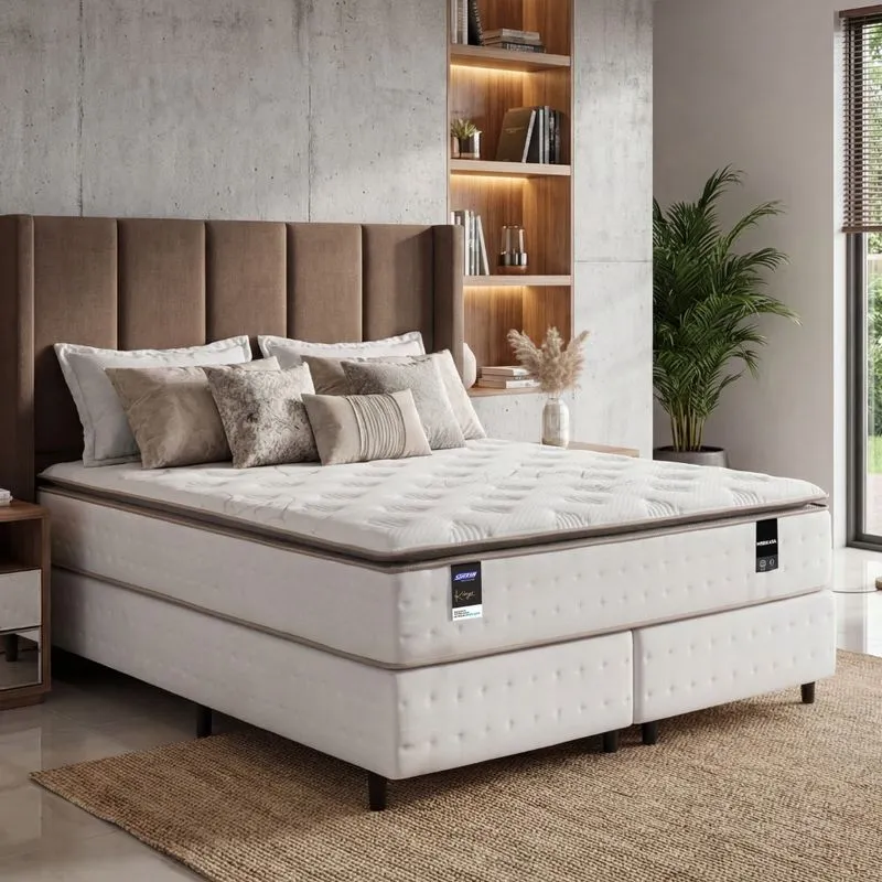 Cama Box King 193cm Molas Ensacadas Kings Mobikasa Base Gazin