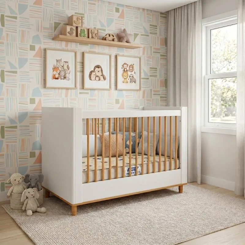 Berço Americano Mini Cama Em MDF Lívia Permóbili com Colchão Gazin