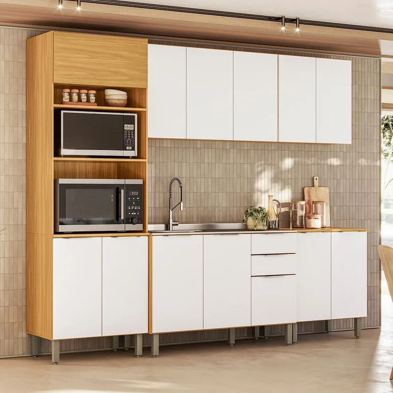 Cozinha Modulada 5 Peças sem Pia em MDF Luana Aramóveis