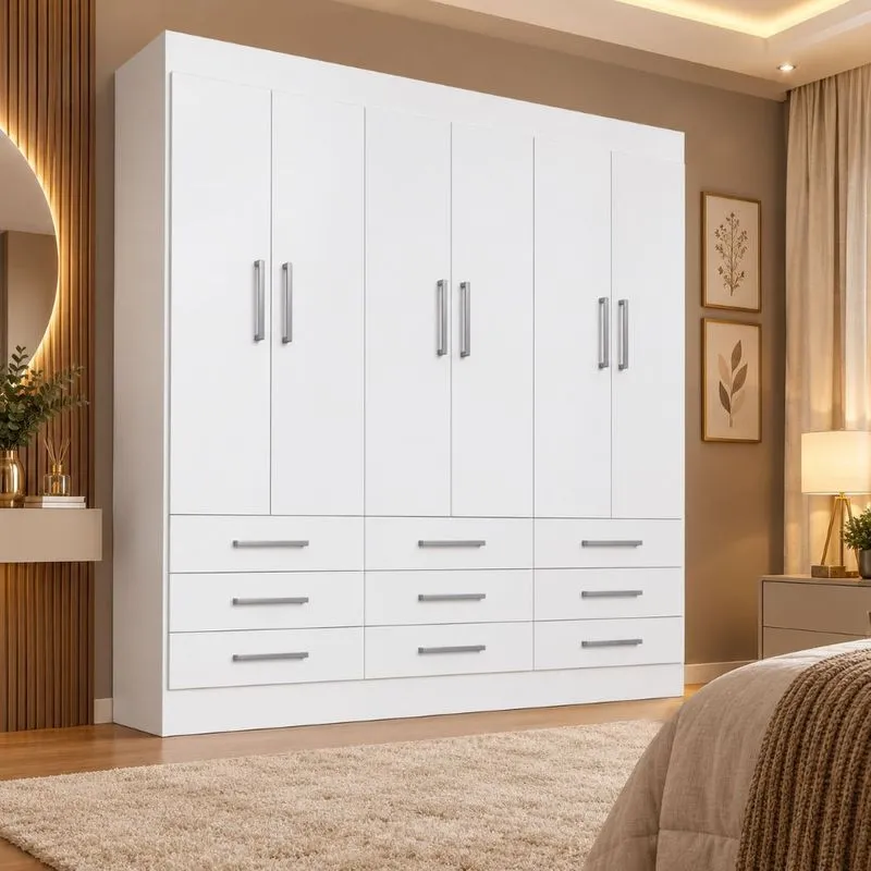 Guarda Roupa Casal 6 Portas 9 Gavetas Milão Damulti