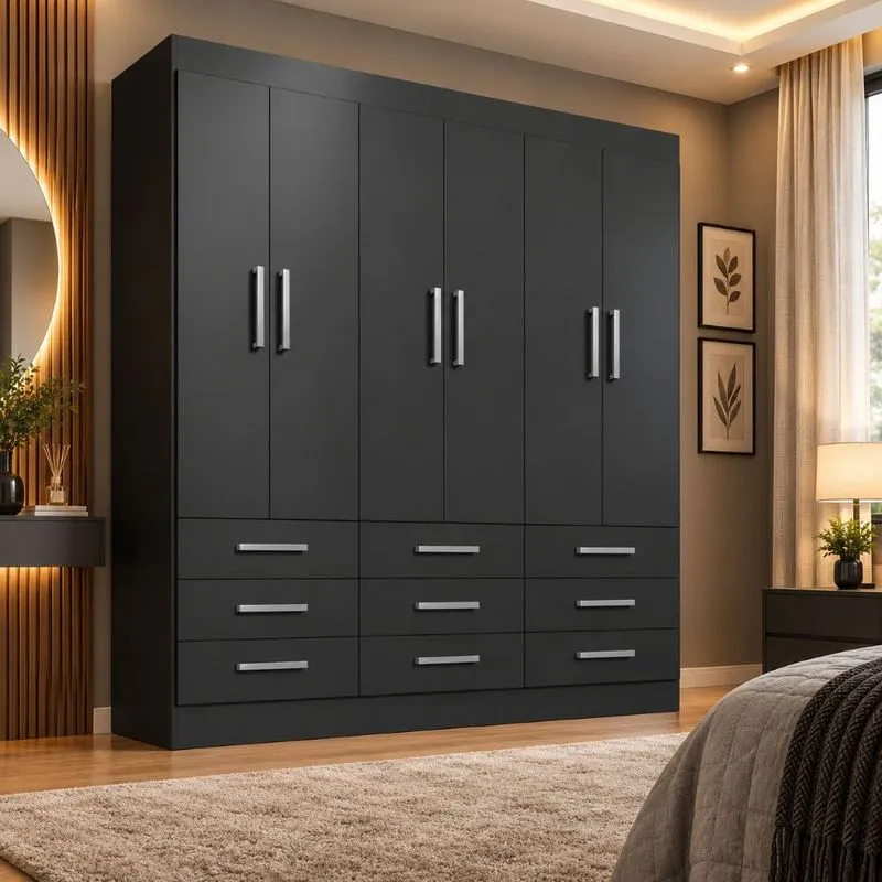 Guarda Roupa Casal 6 Portas 9 Gavetas Milão Damulti