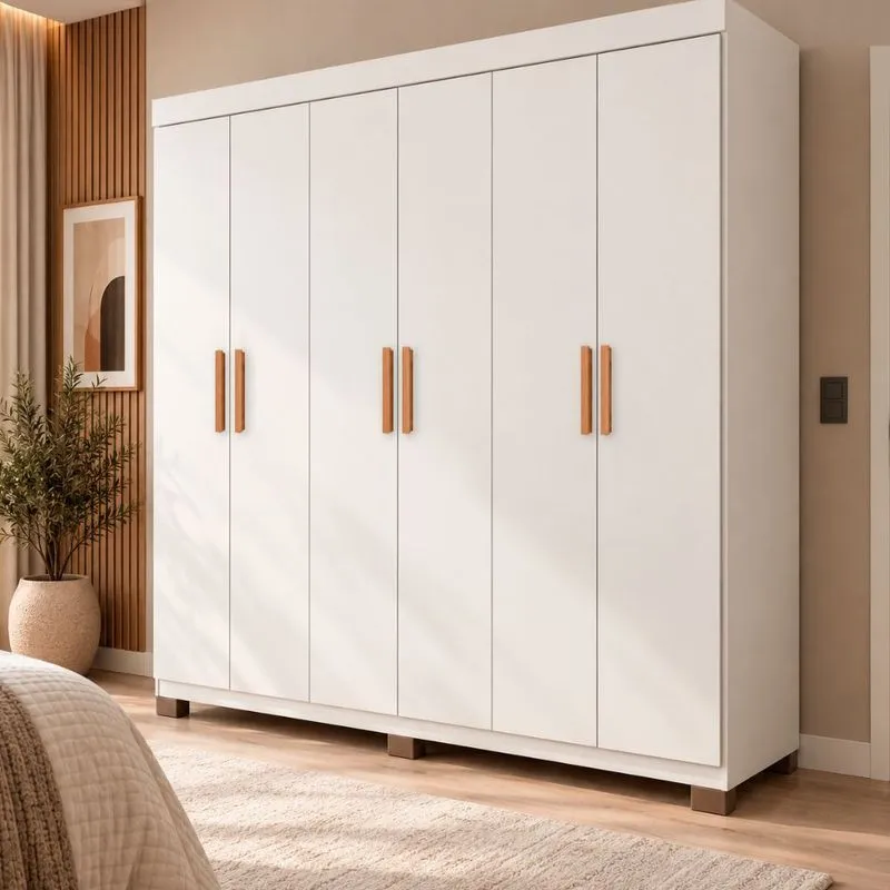 Guarda Roupa Casal 6 Portas com Pés Fênix Damulti