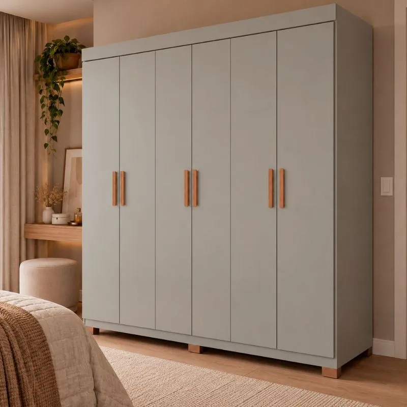 Guarda Roupa Casal 6 Portas com Pés Fênix Damulti