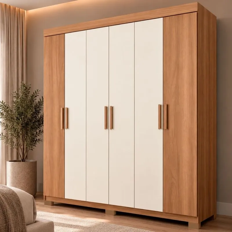 Guarda Roupa Casal 6 Portas com Pés Fênix Damulti
