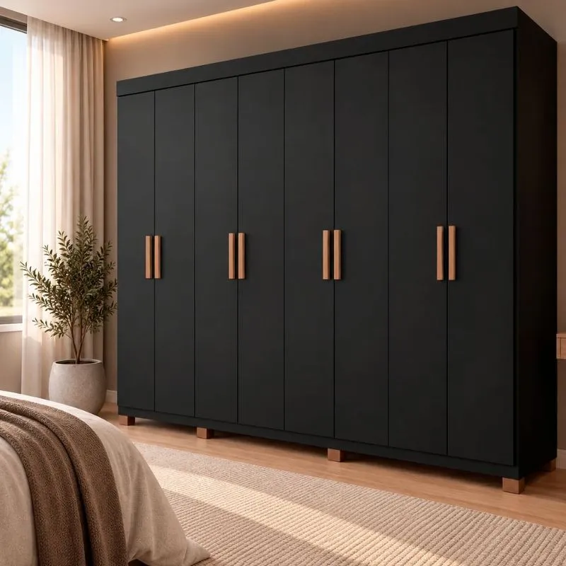 Guarda Roupa Casal 8 Portas com Pés Fênix Damulti