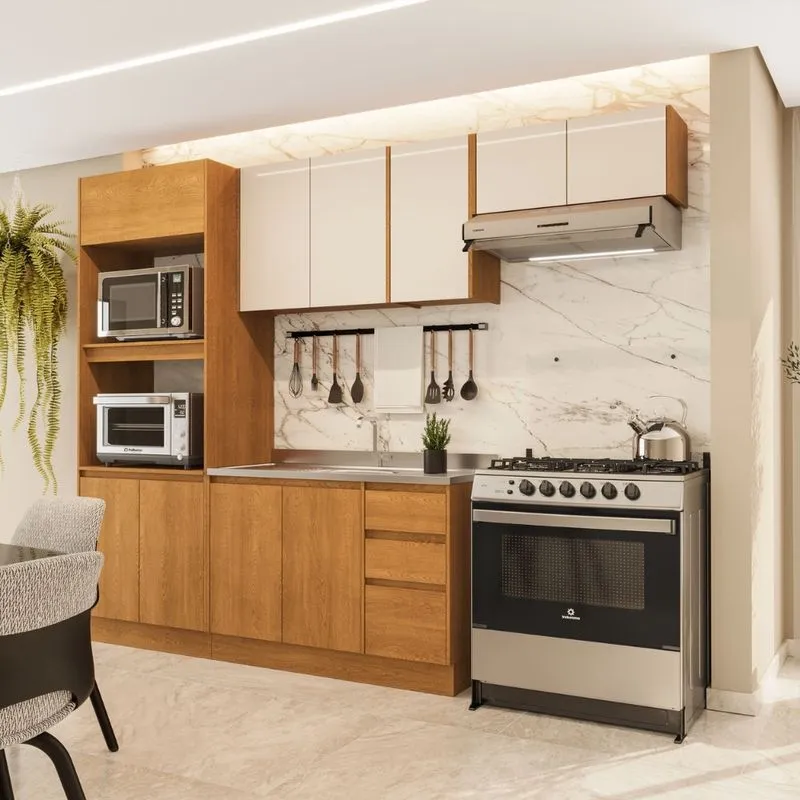 Cozinha Modulada 4 Peças sem Pia Olivia Mobikasa
