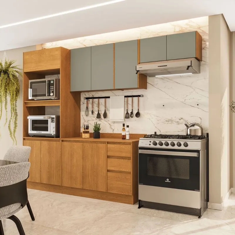 Cozinha Modulada 4 Peças com Tampo Olivia Mobikasa