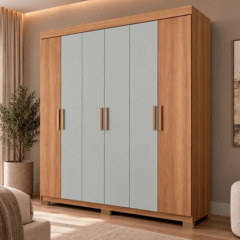 Guarda Roupa Casal 6 Portas com Pés Fênix Damulti