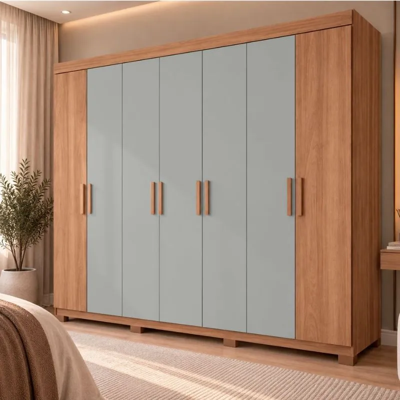 Guarda Roupa Casal 8 Portas com Pés Fênix Damulti
