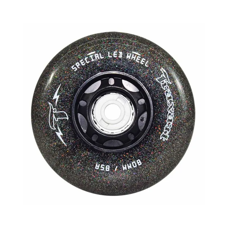 Roda Para Patins 80mm Led Especial Glitter Preta (jogo)