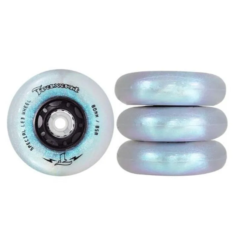 Rodas Glitter Led Special Azul Holográfica 80mm/85a (jogo)