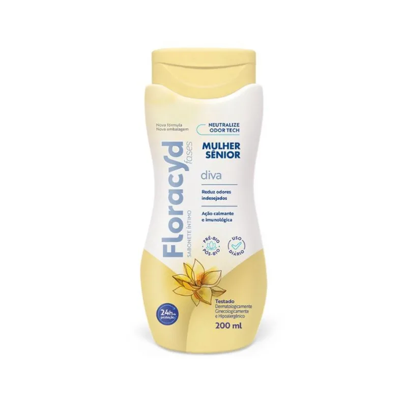 Sabonete Líquido Íntimo Floracyd Diva Senior 200ml FLORACYD SAB INTIMO 200ML DIVA SENIOR