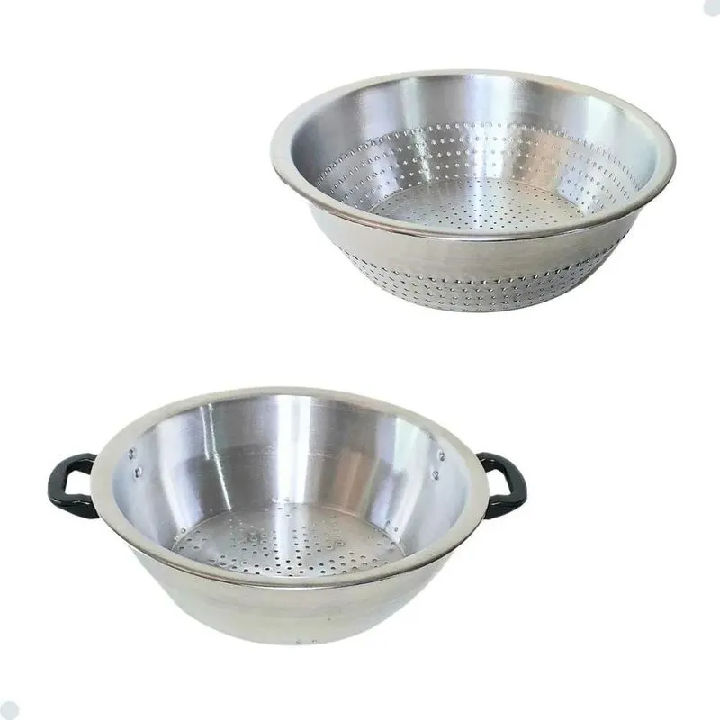 Kit Escorredor Lavador De Macarrão E Arroz Em Alumínio 2 Pç