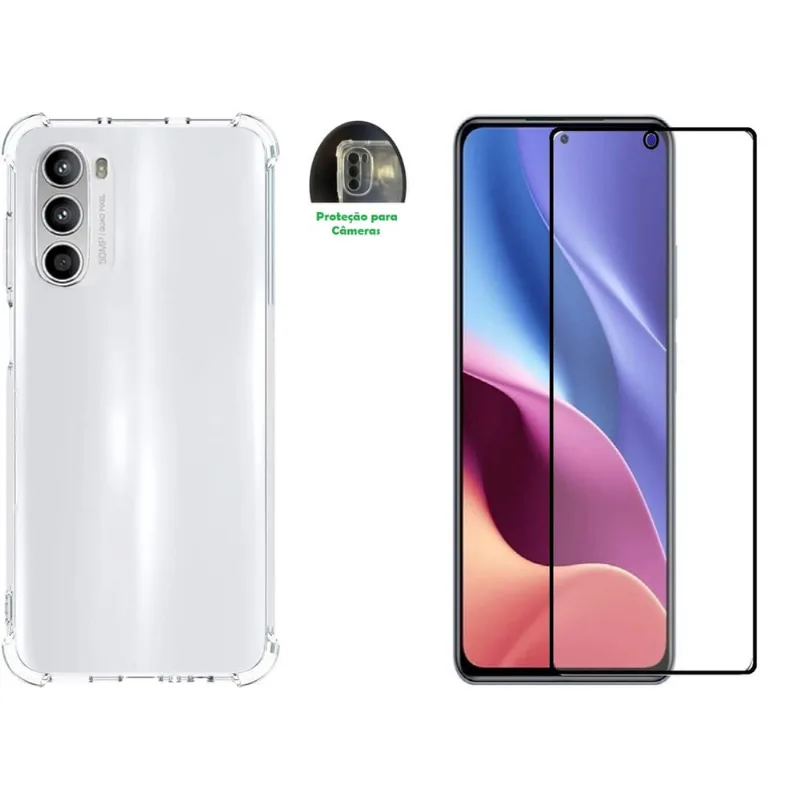 Capa Anti Shock + Película vidro 3D Motorola Moto G52 4G Tela 6,6