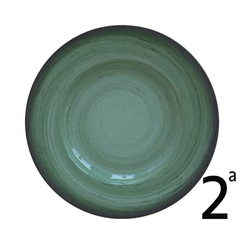 Prato raso tramontina rústico verde em porcelana decorada 27 cm