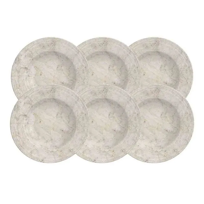 Conjunto com 6 Pratos Rasos Tramontina Travertino em Porcelana 27 cm Off White