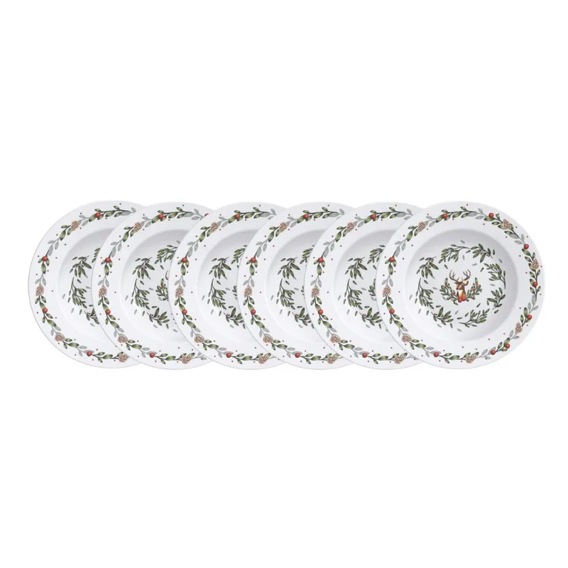 Kit Prato Raso Tramontina Casa Natal em Porcelana Decorada 27 cm com 06 peças - Tramontina