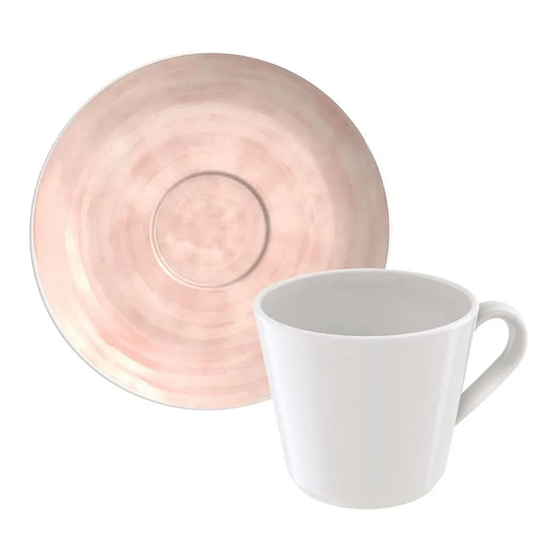 Conjunto Xícara e Pires de Chá Rosé em Porcelana - Tramontina Branco