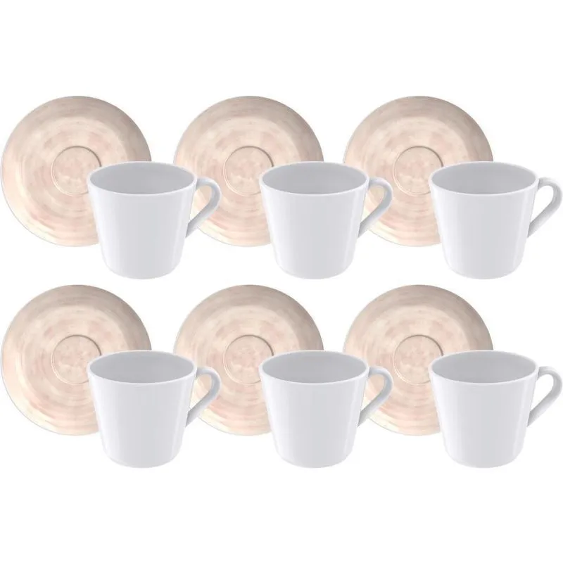 Conjunto De Chá Tramontina Porcelana Rosé 200ml 12 Pç