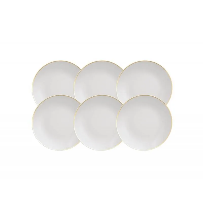 Kit Prato Sobremesa Tramontina Anna Em Porcelana 21 Cm 6 Peças - 96950/093