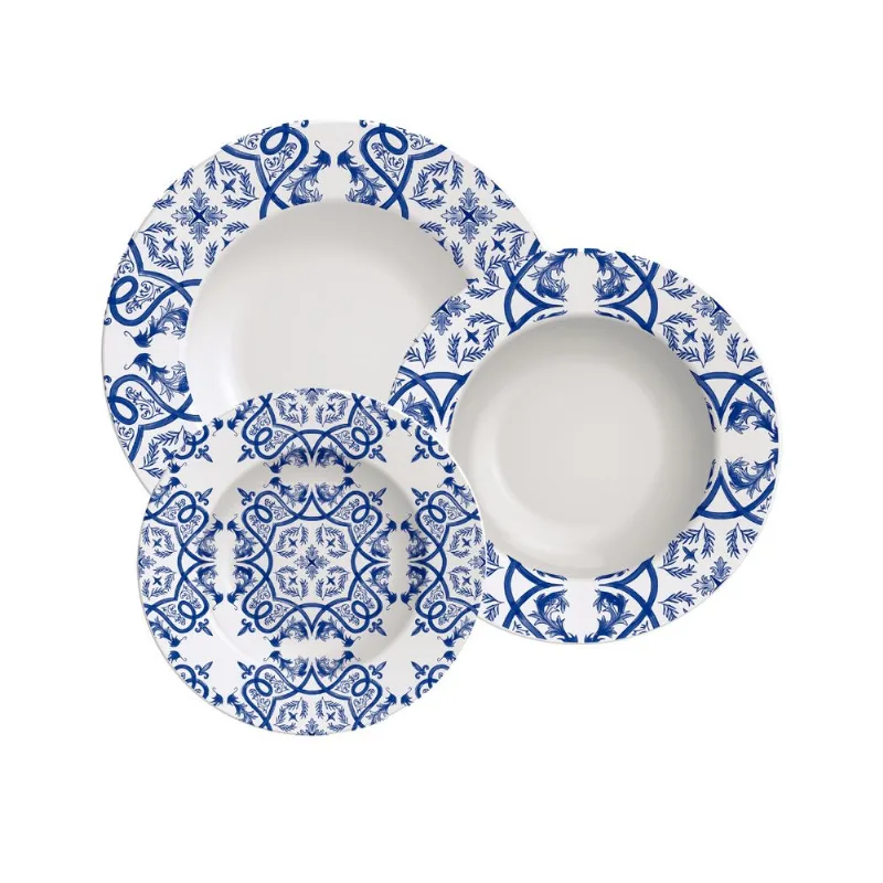 Jogo de Pratos Algarve Tramontina em Porcelana Decorada 12 Peças - Tramontina