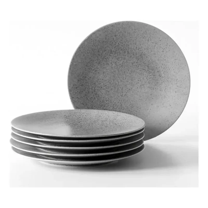 Set 6 Piezas Plato Playo Gres 27.5cm Blackly Gris