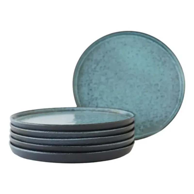 Set 6 Plato Postre Vajilla Neo Avant Garde 21 Cm Stoneware Azul