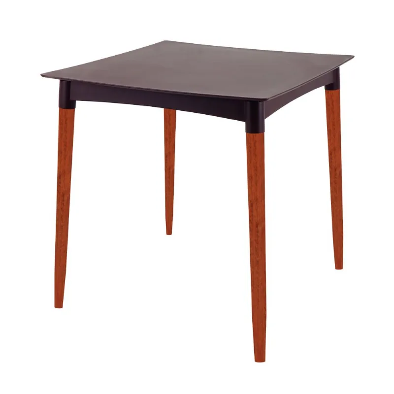 Mesa Tramontina Diana 70x70 cm em Polipropileno Marrom com Pernas de Madeira Eucalipto