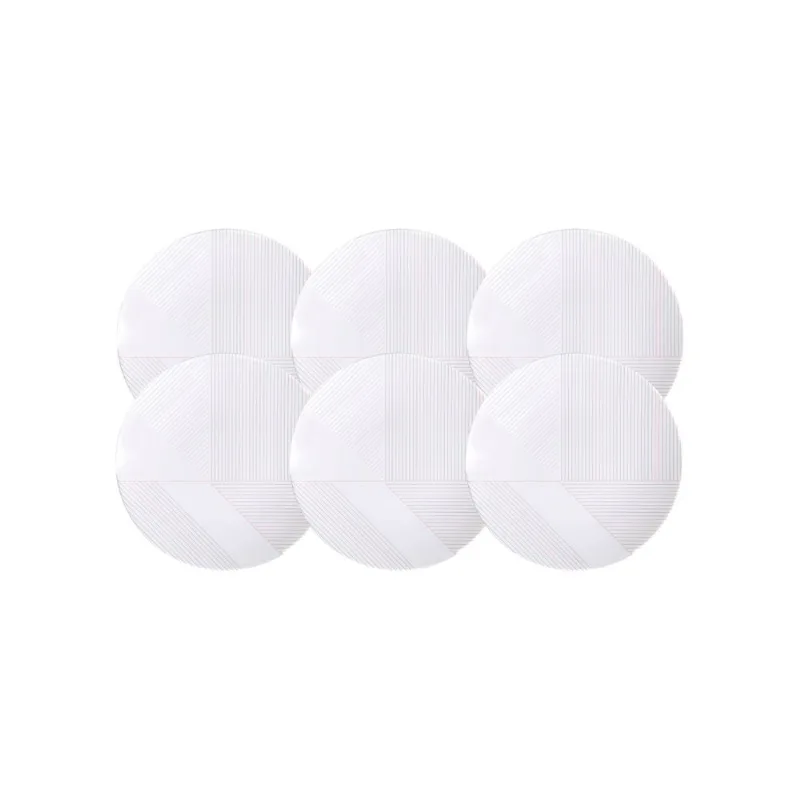 Kit Prato Sobremesa Tramontina Grid Em Porcelana Decorada 21 Cm 06 Peças - 96950/207