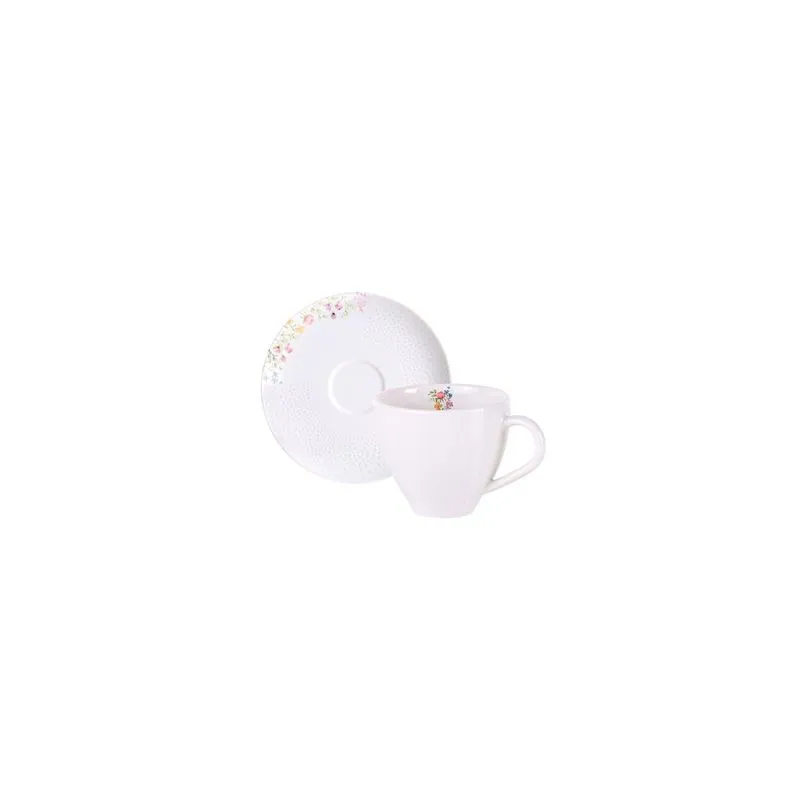 Kit Xícara E Pires De Café Tramontina Artemis Em Porcelana Decorada 100 Ml 12 Peças Tramontina