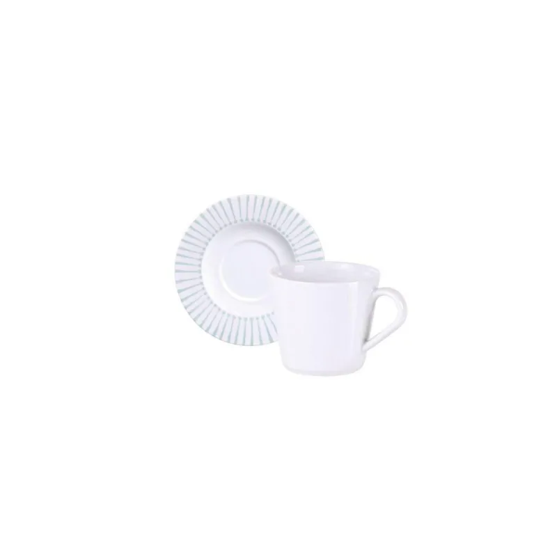 Conjunto Xícara E Pires De Chá Tramontina Monocroma Em Porcelana Decorada 185 Ml 2 Peças