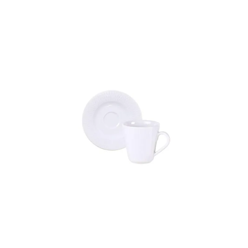 Conjunto Xícara E Pires De Café Tramontina Santorini Em Porcelana 70 Ml 2 Peças