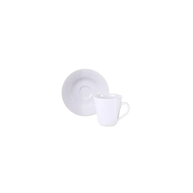 Conjunto Xícara E Pires De Café Tramontina Grid Em Porcelana Decorada, 70 Ml 2 Peças
