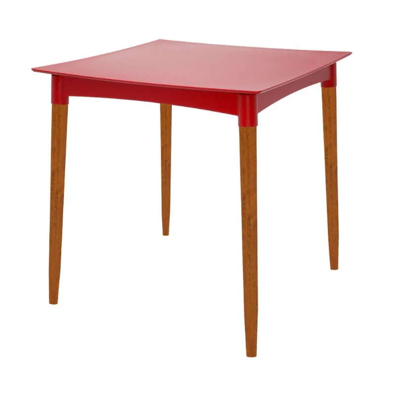 Mesa Tramontina Diana em Polipropileno Vermelho 70cm Pernas de Madeira - Tramontina