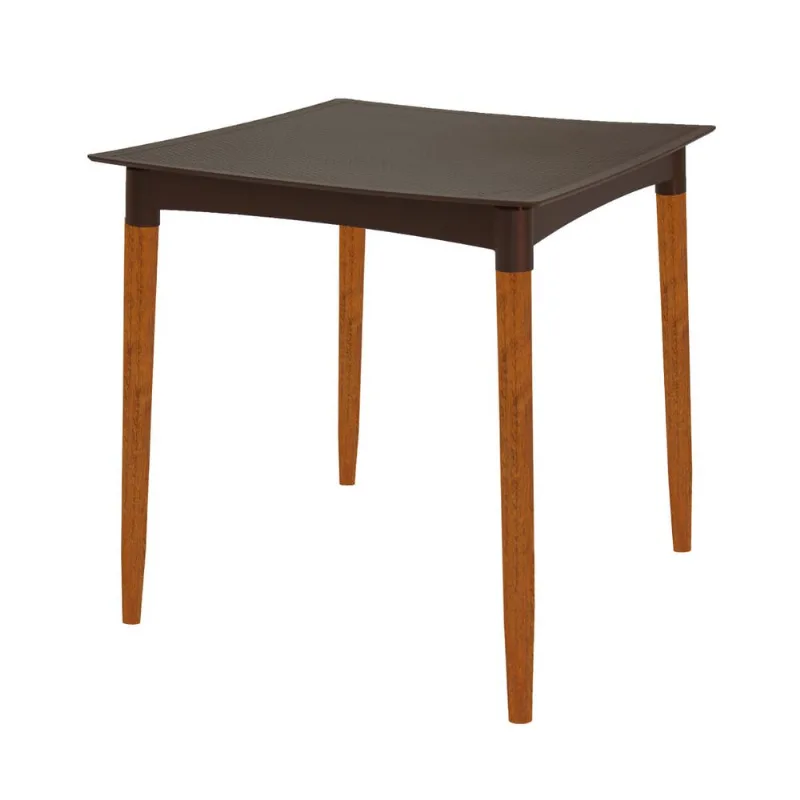 Mesa Tramontina Laura Rattan 70 cm Polipropileno Marrom Pernas Madeira - Tramontina