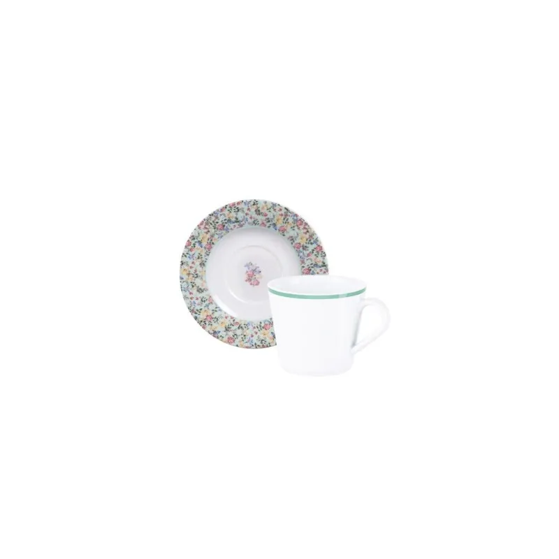 Conjunto Xícara E Pires De Chá Tramontina Dalina Em Porcelana Decorada, 185 Ml 2 Peças Tramontina